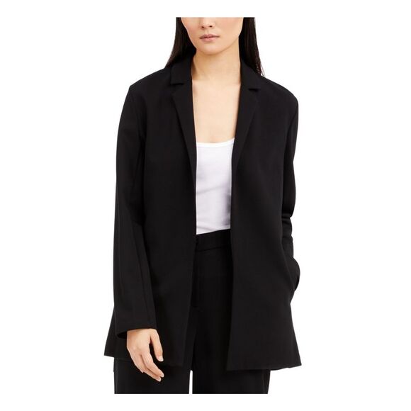EILEEN FISHER Womens Black Pocketed Tencel Notch Collar Blazer Jacket XS